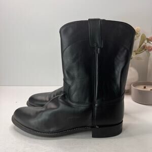 Justin Classic Roper Western Cowboy Leather Boots Black Men's 12E